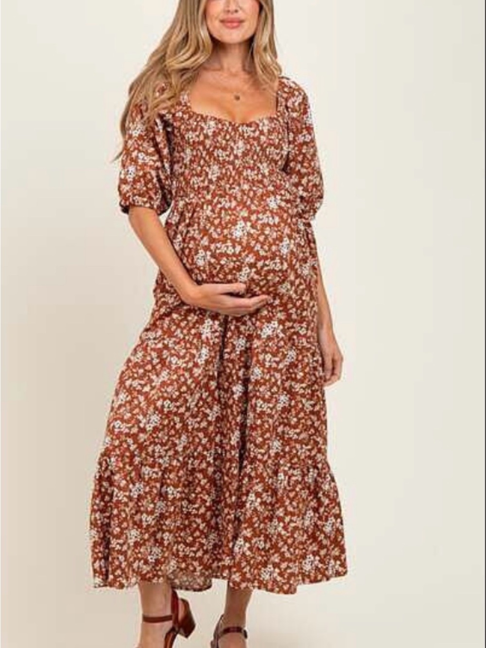 Pinkblush Rust Floral Maternity Maxi Dress